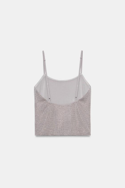 ZARA ТОП НА БРЕТЕЛЯХ С БЛЕСКОМ, ТЕМНО-СЕРЫЙ