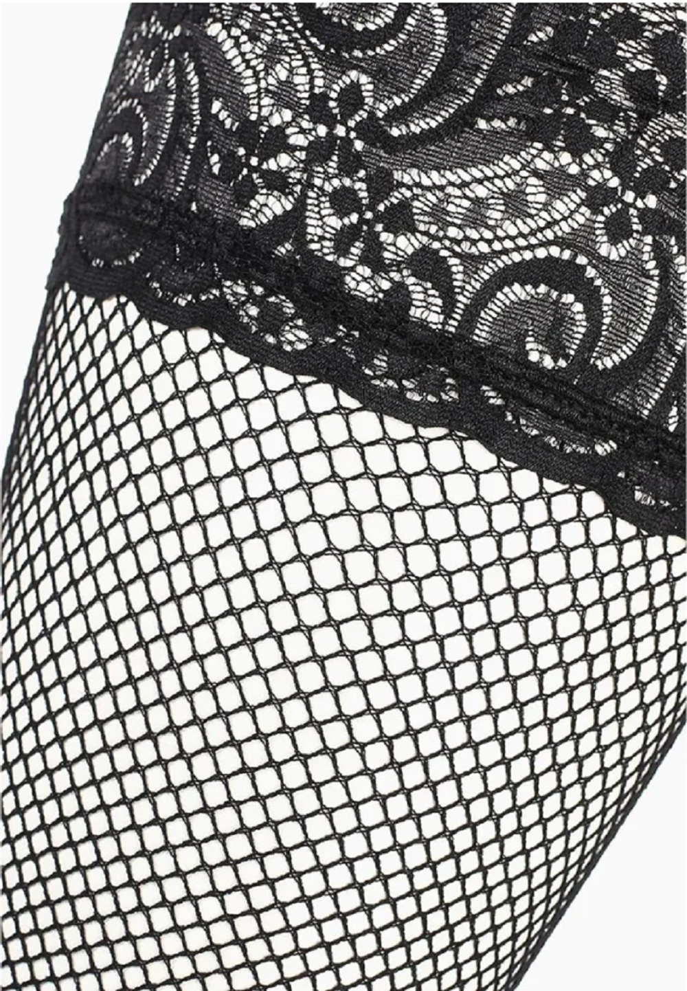 Чулки Le Frivole в мелкую сетку с кружевной резинкой черные L/XL