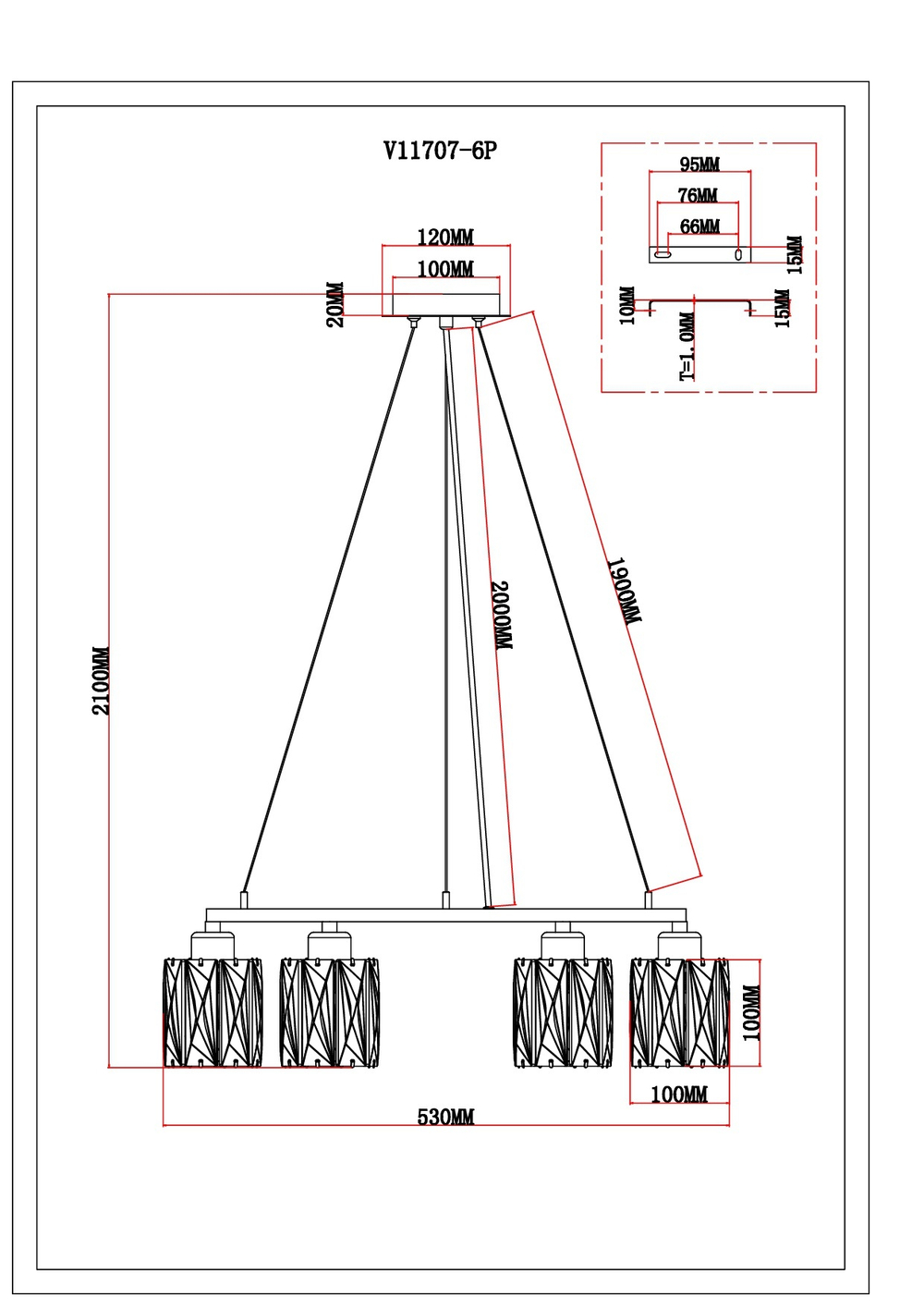 Люстра подвесная Moderli V11707-6P Prismique