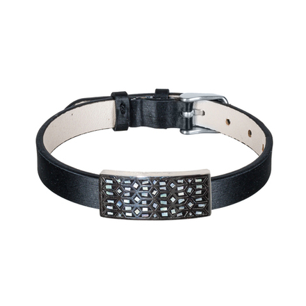 Браслет Fiore Luna на кожаном черном ремешке CB03209-2A S