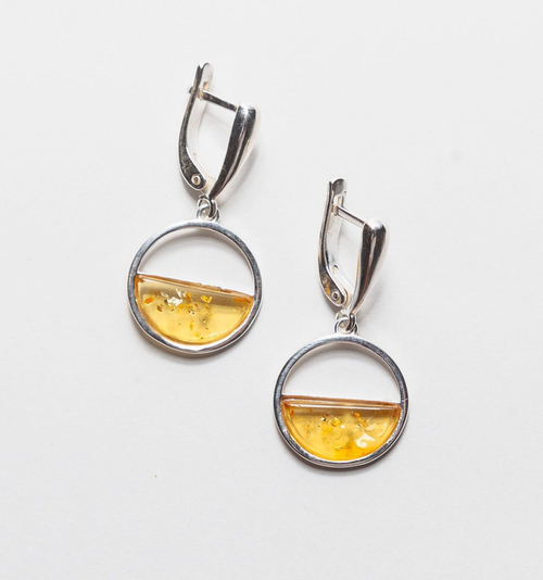 Серьги с янтарем натуральным. Серьги с натуральными камнями лимонного цвета из Калининграда