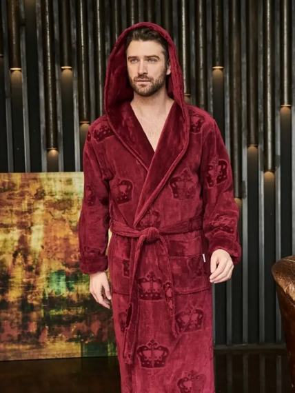 Халат мужской RICHARD с капюшоном Бордовый POLENS Турция