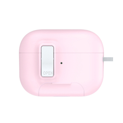 Чехол розового цвета для наушников AirPods Pro 2, белый цвет, Dux Ducis, серия PECQ Series (встроенная подставка для смартфона)