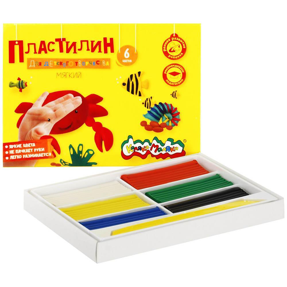 Пластилин 6 цветов, 90 гр, со стеком ПКМ06-П (Каляка-Маляка)