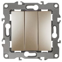 12-1107-04 ЭРА Выключатель тройной, 10АХ-250В, IP20, Эра12, шампань | Эра 12 Шампань