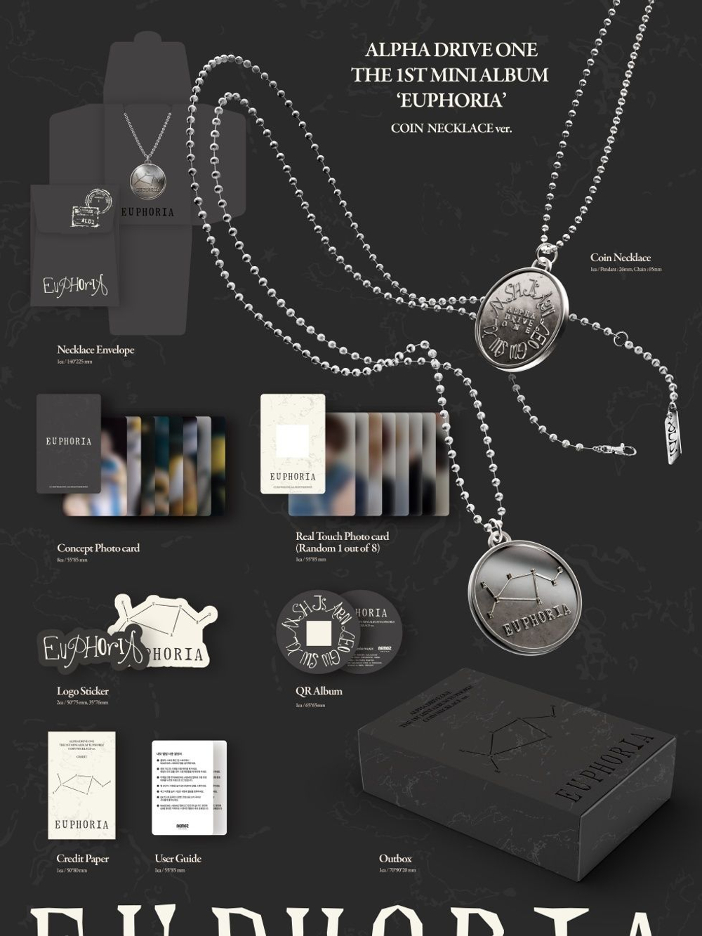 Альбом ALPHA DRIVE ONE - EUPHORIA 1st Mini Album COIN NECKLACE Version (LIMITED EDITION)