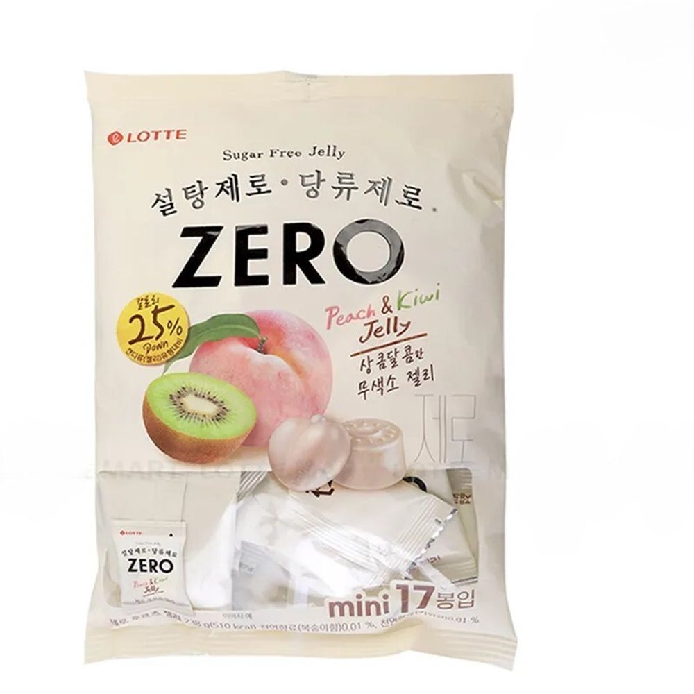 Мармелад жевательный без сахара ZERO Fruit Jelly со вкусом персика и киви (Лотте ЮКорея), 238г