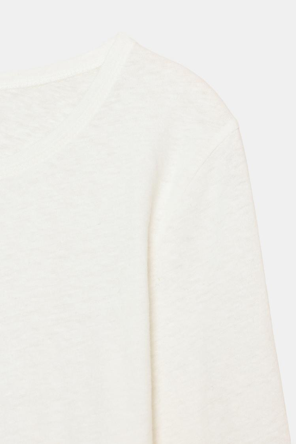 ZARA ФУТБОЛКА ИЗ ЛЬНА С ЭФФЕКТОМ ПОТЕРТОСТИ, ЖЕЛТОВАТО-БЕЛЫЙ