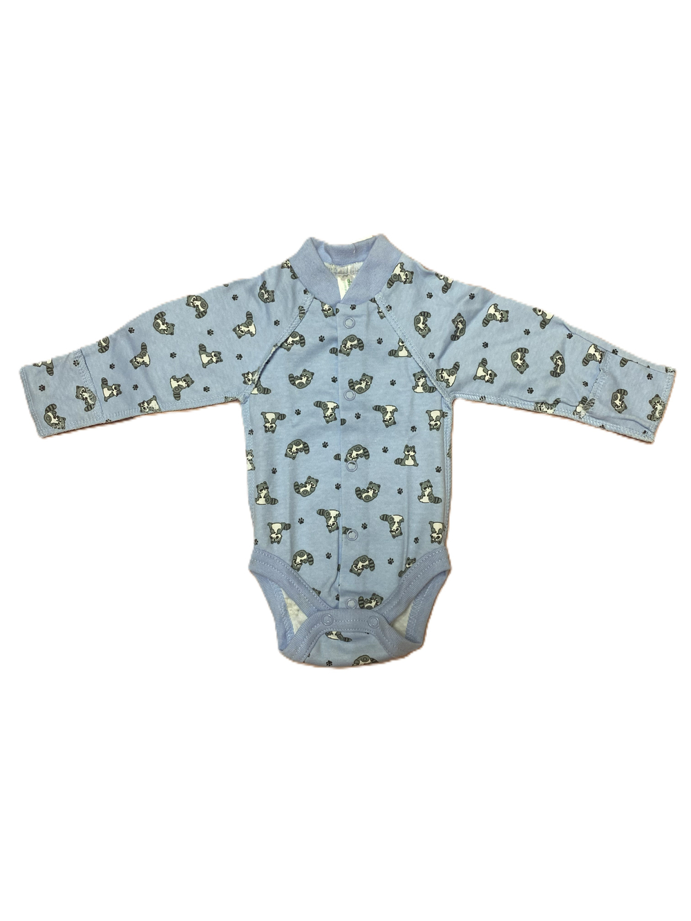 Боди длинный рукав на кнопках с антицарапками швы наружу из интерлока (100% хлопок) на рост 50см