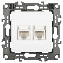 Розетка ЭРА Серия 12 12-3108-01М информационная двойная 2XRJ45 белый матовый
