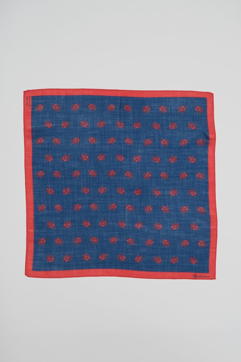 Шерстяной платок Ласточка и тюльпан BLUE/RED 70×70