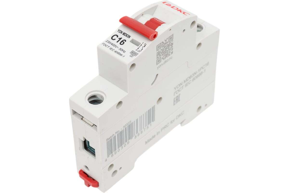 Автоматический выключатель модульный YON MD63N 1P 16A C 6kA DKC