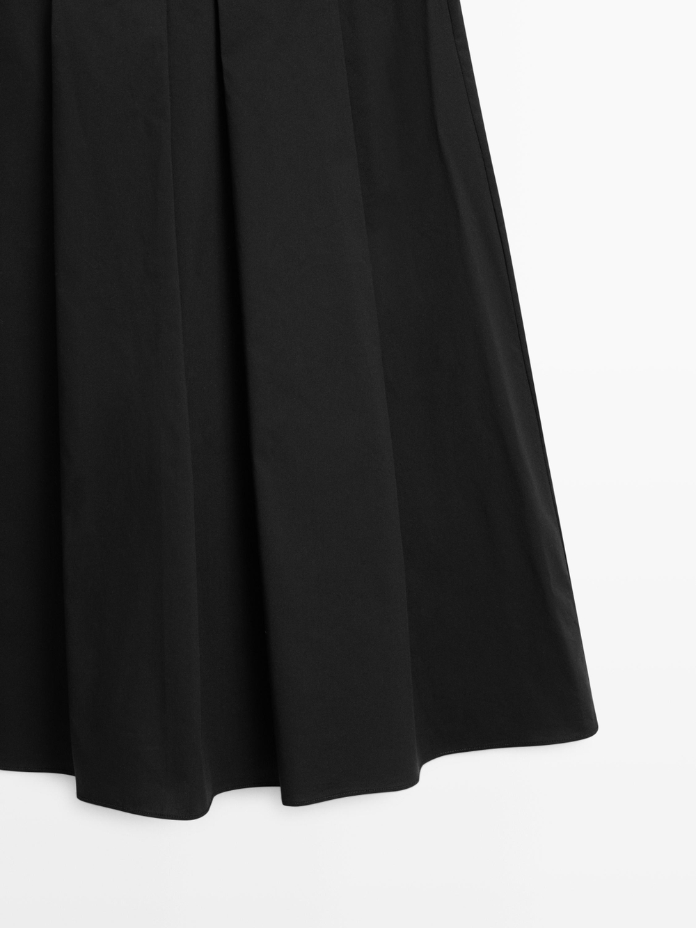 Massimo Dutti Миди-юбка из смесовой хлопковой ткани с плиссировкой, черный