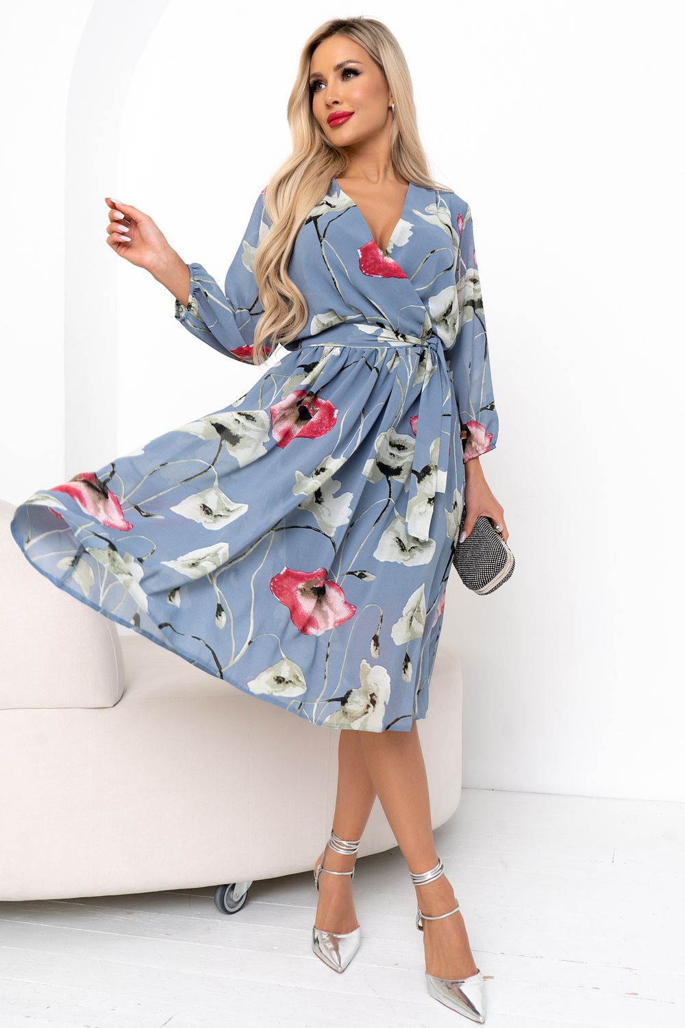 Платье Мила (дымчатый/маки) Р11-1207/3 Nikol (Акция)