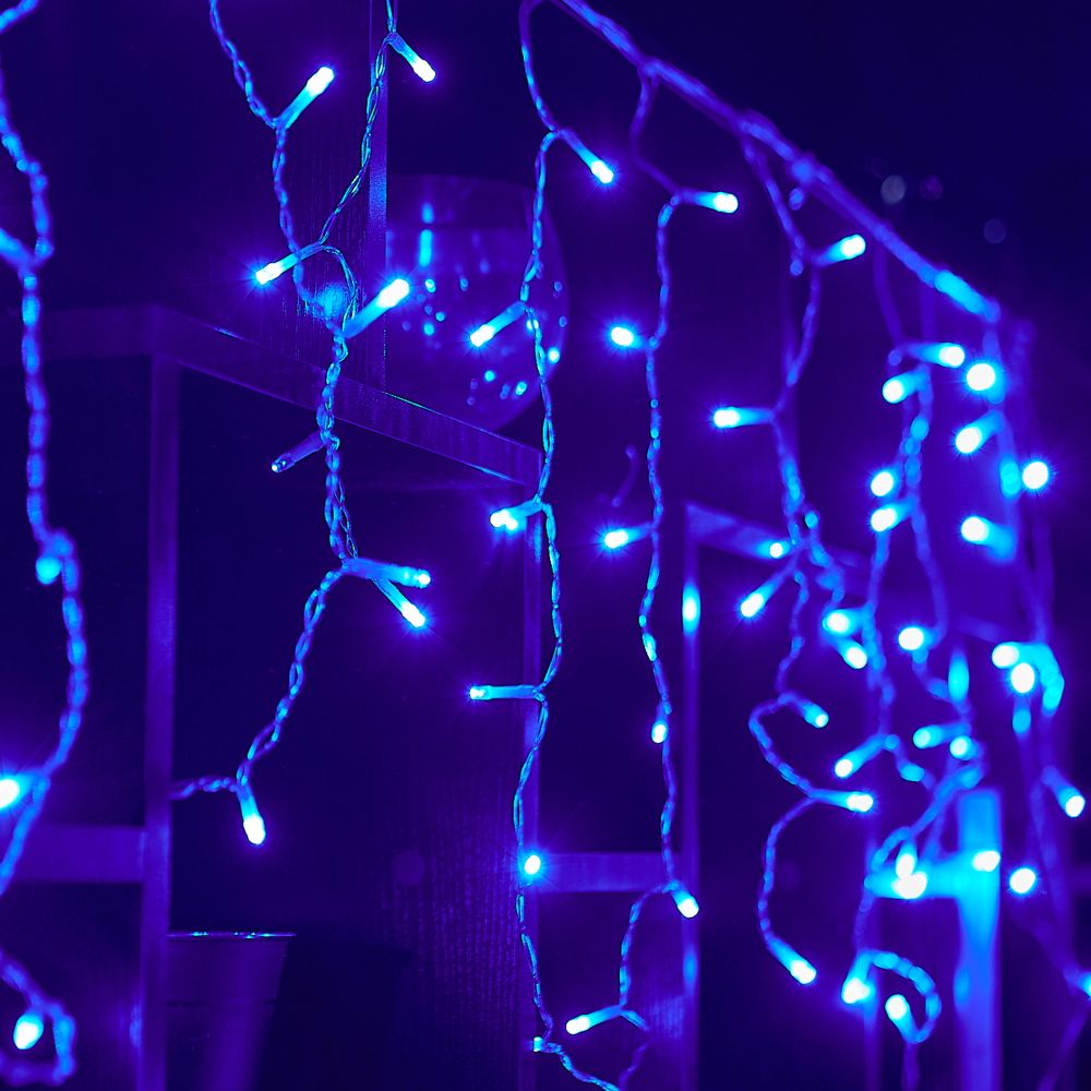 ULD-B12006-195-TTK BLUE IP44 Бахрома светодиодная с эффектом мерцания. 12м. Соединяемая. 195 светодиодов. Синий свет. Провод прозрачный. ТМ Uniel