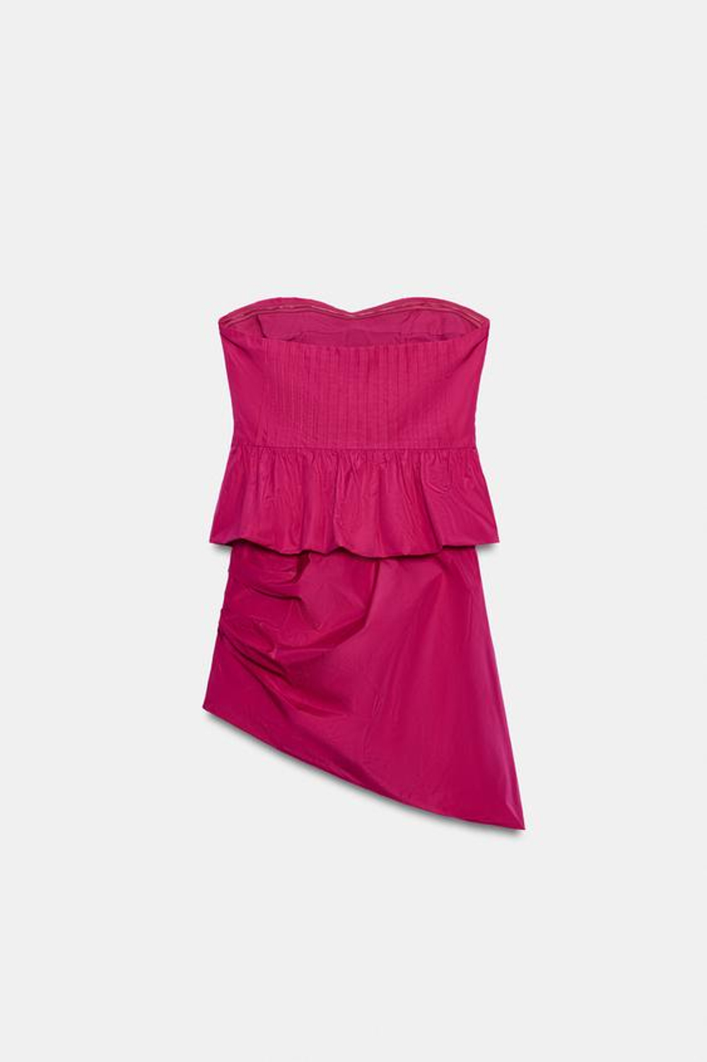 ZARA МИНИ-ПЛАТЬЕ БЕЗ БРЕТЕЛЕК, ЦВЕТ ФУКСИИ