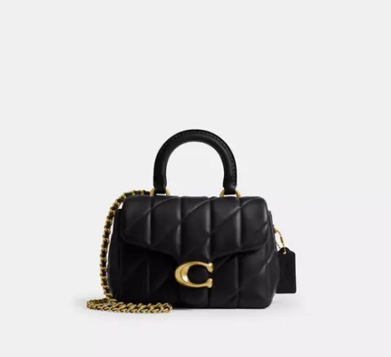 COACH СУМКА TABBY С РУЧКОЙ СВЕРХУ И СТЕЖКОЙ, ЧЕРНЫЙ