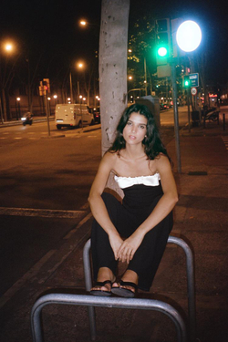 ZARA ТОП БЕЗ БРЕТЕЛЕЙ С КОМБИНИРОВАННЫМ БАНТОМ, ЧЕРНЫЙ