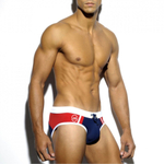 Сине-красные мужские плавки с широким поясом на шнурке (Размер: M) (Цвет: темно-синий)