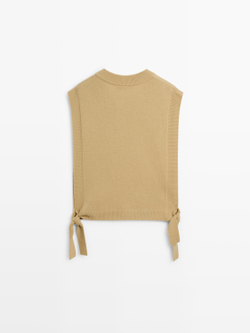 Massimo Dutti Жилет с V-образным вырезом, фисташково-зеленый