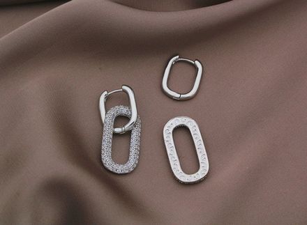 Серьги-Кольца с овальным подвесом (уценка)