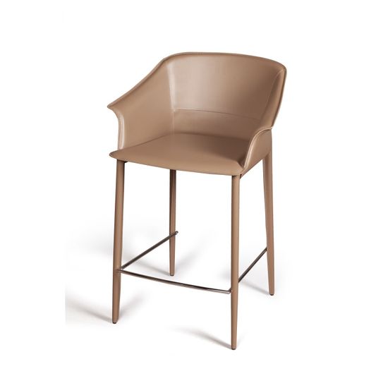 Стул полубарный GIO, кожа хаки-тауп