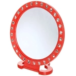 Зеркало настольное в пластиковой оправе «Белые выемки» круг, подвесное d-19,5см (Стикер на минивложение 15шт)