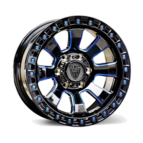 Диск колёсный литой BEAST OFFROAD 9604N R17 8,5 ET0 Blue Gloss Black W Milled Spokes