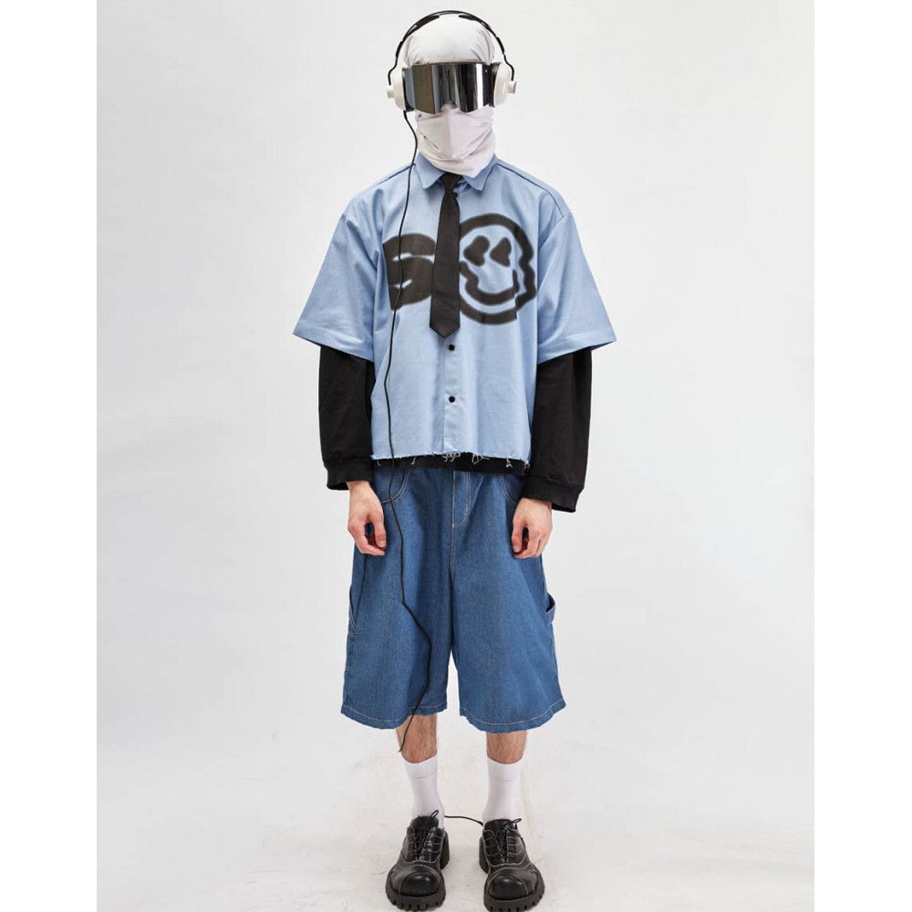 Рубашка SoWhat? Smile укороченная голубая