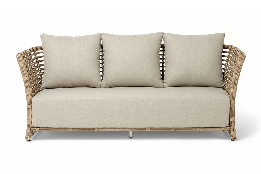 "Валенсия" диван из искусственного ротанга трехместный, цвет соломенный