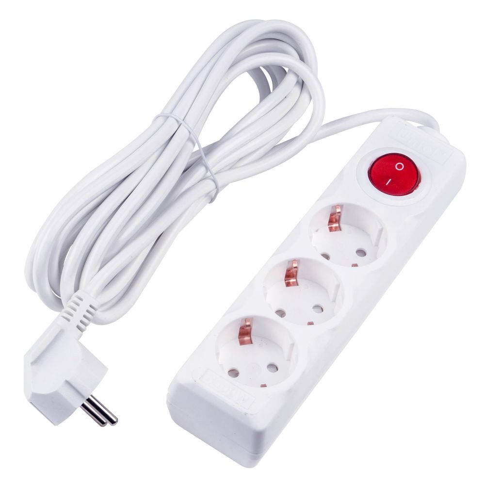 S-GCU3-5B WHITE Удлинитель серии Ultra. шнур 5м.. 3 гнезда. 16A. с-з. Белый. TM Uniel