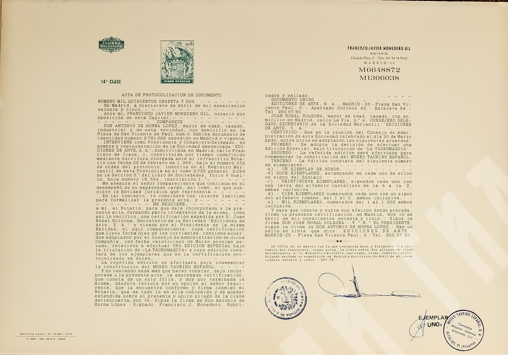 [Офорты Франсиско Гойи] Антонио де Орна. Папка из кожи «Тавромахия (Бой быков)». Кожа