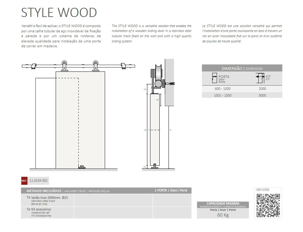 STYLE WOOD СИСТЕМА РАЗДВИЖНАЯ ДЛЯ ДЕРЕВЯННОЙ ДВЕРИ