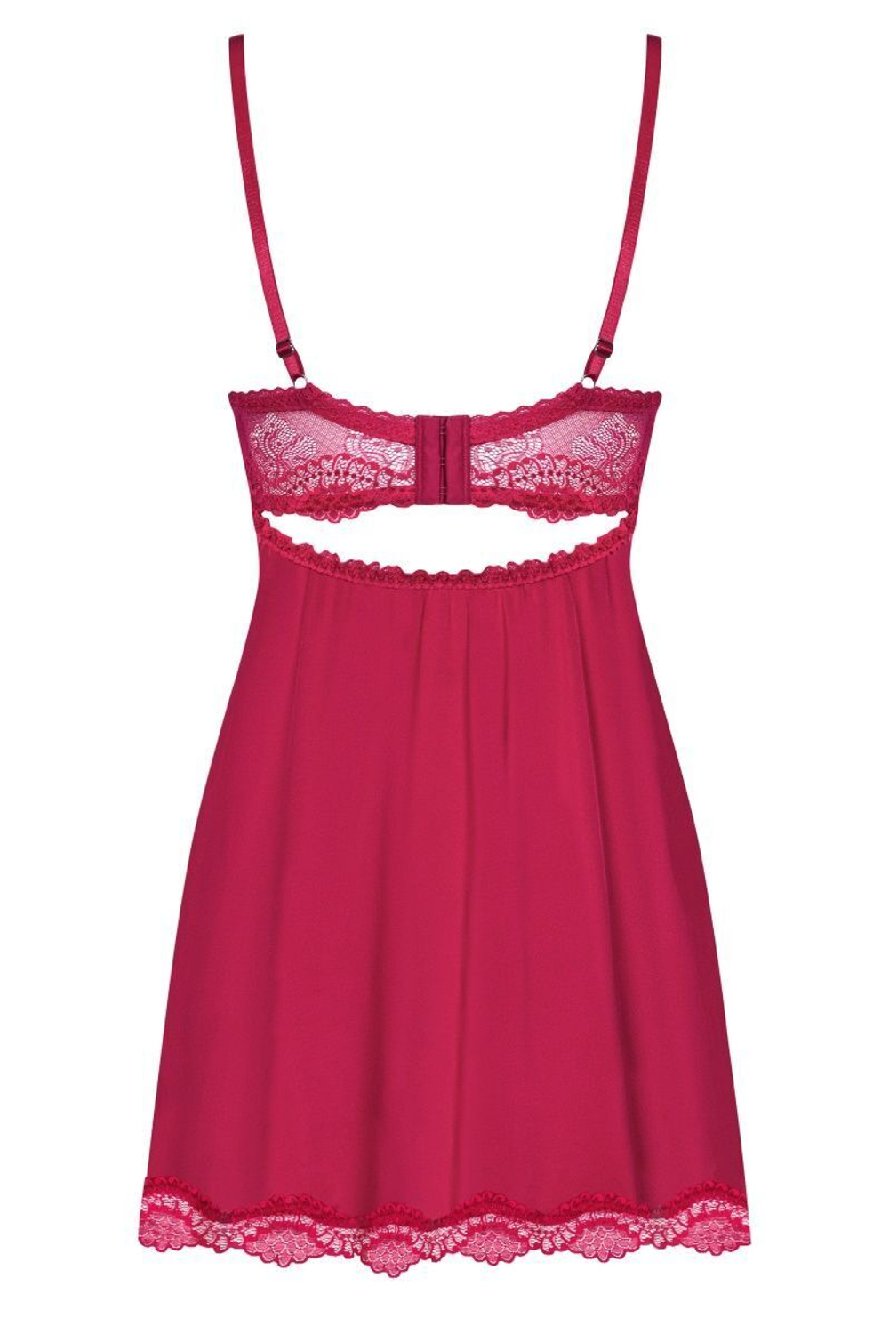 Роскошная короткая сорочка Rosalyne с кружевом (Размер: L-XL) (Цвет: бордовый)