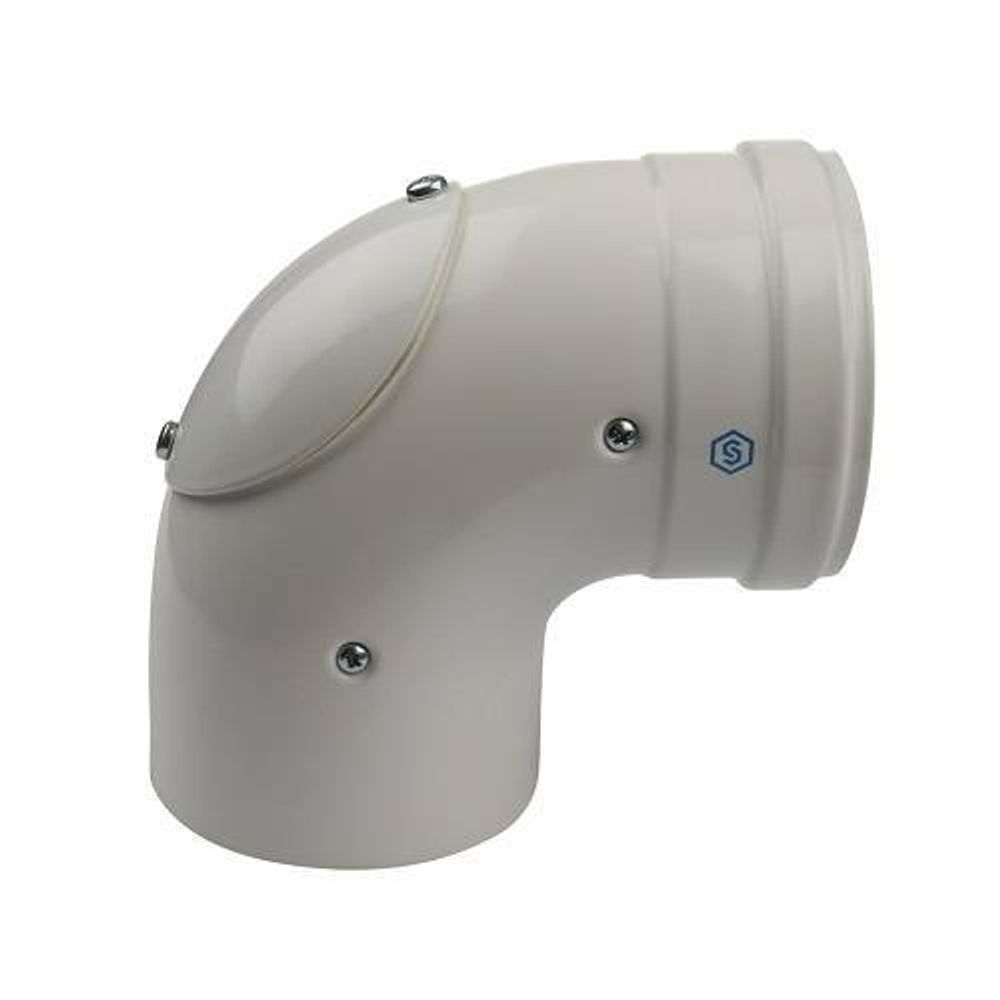 Отвод 90° с инспекционным окном для коаксиального дымохода STOUT D60/100 мм (для конденсац. котла)