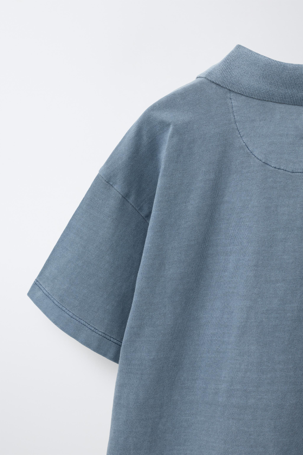 ZARA ПОЛО С ЭФФЕКТОМ ПОТЕРТОСТИ, СИНИЙ