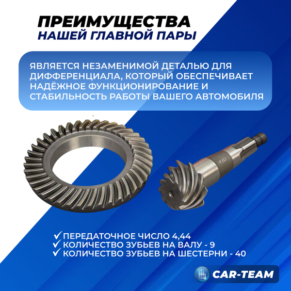 Главная пара "РЭМ-Ресурс" 2102 с передаточным числом 4.44 на ВАЗ 2101- 2107, Лада Нива 4х4, Шевроле Нива