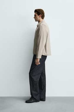 ZARA КУРТКА-РУБАШКА REGULAR FIT С КАРМАНАМИ, БЕЖЕВЫЙ