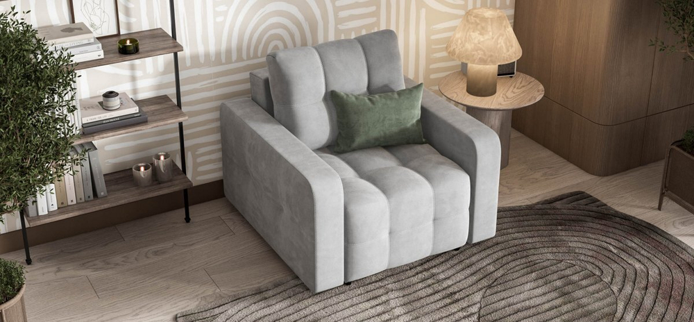 Денди кресло-кровать Велюр Монолит сталь