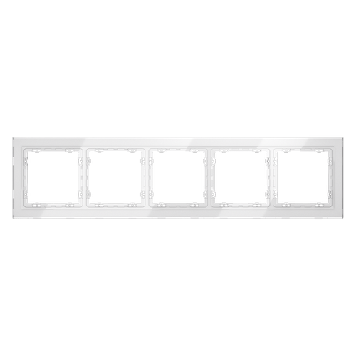 Рамка стеклянная VOLTUM S70 на 5 постов, (белый, стекло)