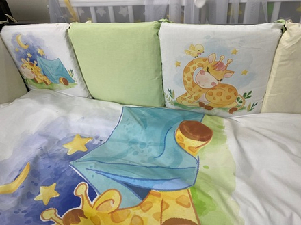 Комплект постельного белья 17-ти предметный "Мир игрушек" (подушечки), ЖИРАФИКИ, поплин