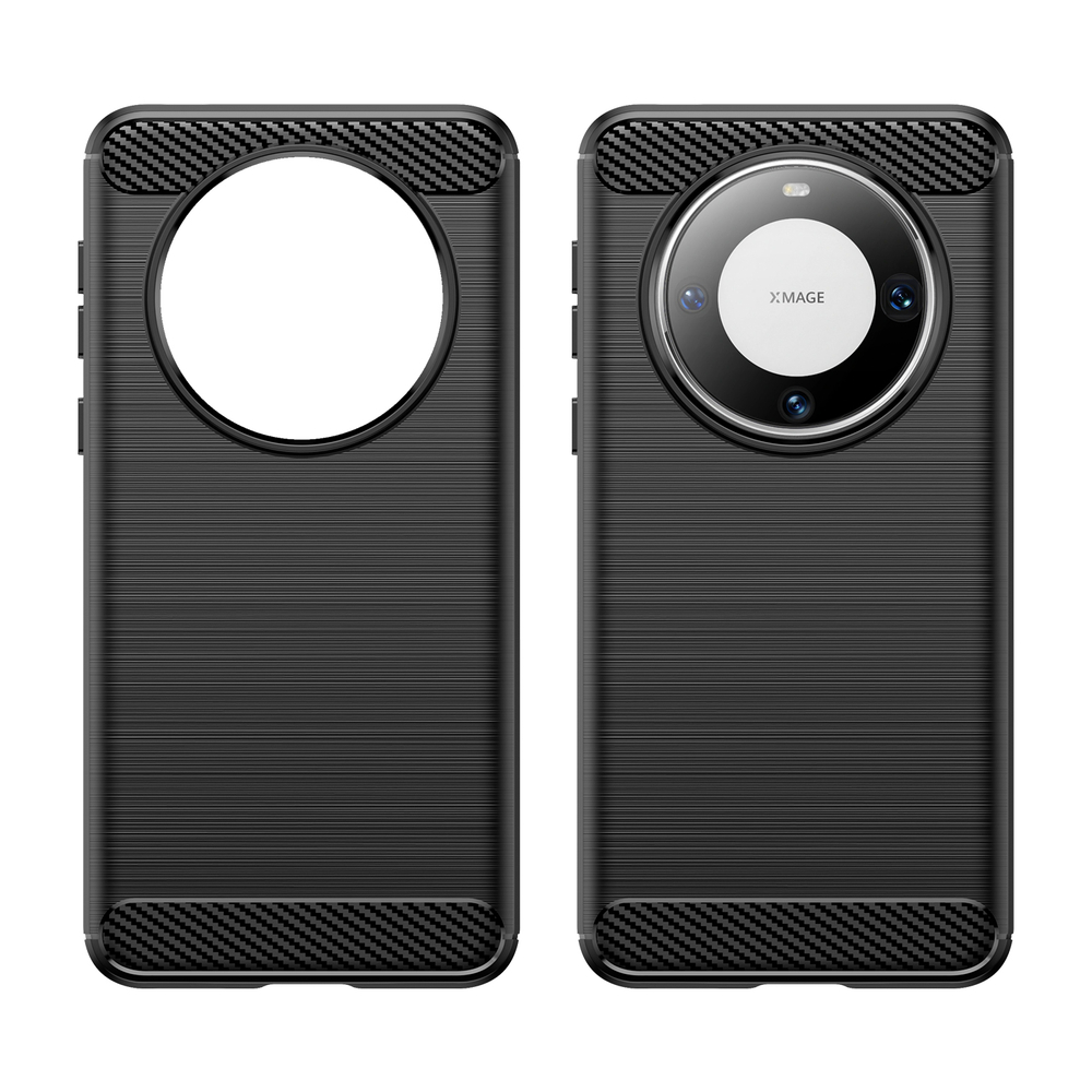 Мягкий чехол черного цвета в стиле карбон для Huawei Mate 60 Pro, серия Carbon от Caseport