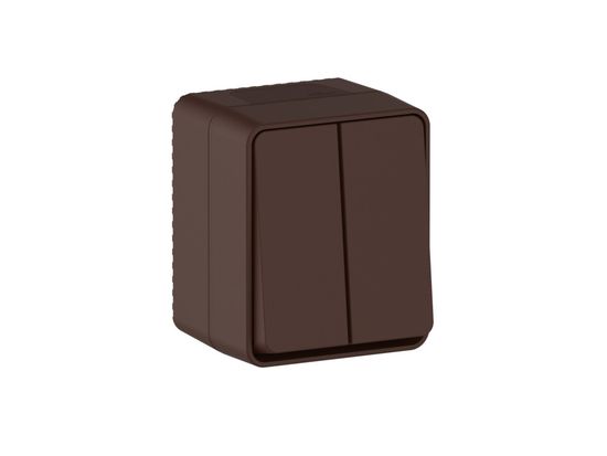 ATLASDESIGN PROFI IP54 О/У 2-клавишный ВЫКЛЮЧАТЕЛЬ, сх.5, 10АХ, КОРИЧНЕВЫЙ