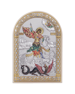 Георгий Победоносец, икона арочная, пластик белый, эмаль 80х115