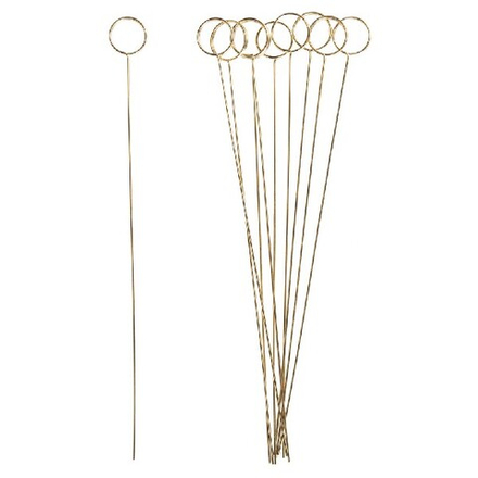Крепеж для открыток в букете (металл) "Колечко" H34,5см/10шт (Золотой)