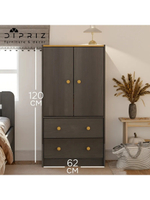 Комод Раст двухдверный 2 ящика, из сосны, серый/антик