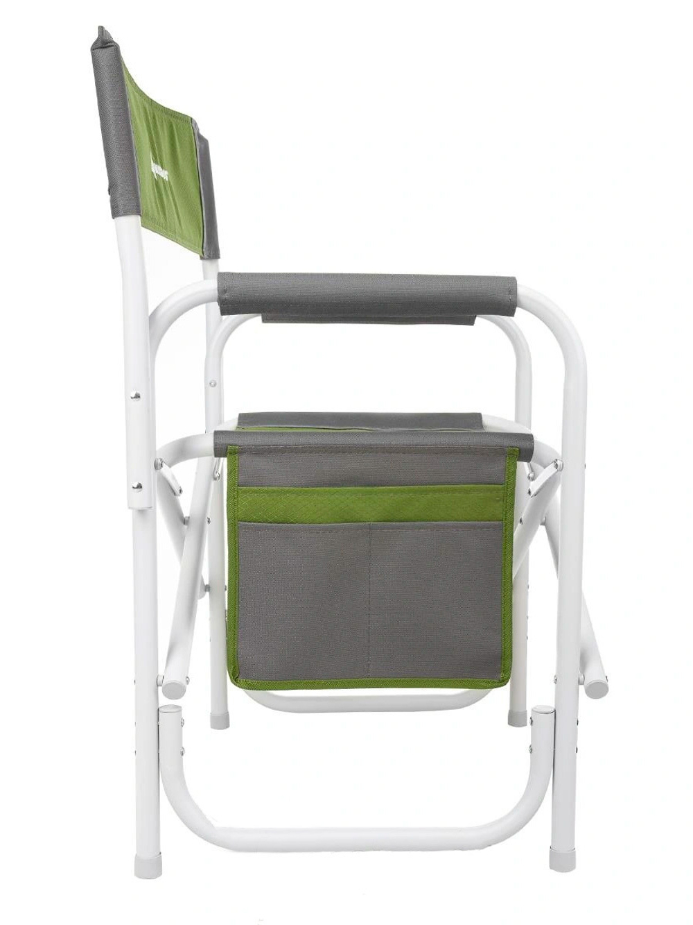 Кресло раскладное Nisus с откидывающим столиком.140кг, карман (алюм. д25) зеленый ромб/серый (N-DC-95200T-K-GG)
