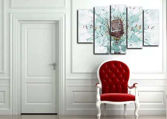 Модульная картина "Музыкальный микрофон"