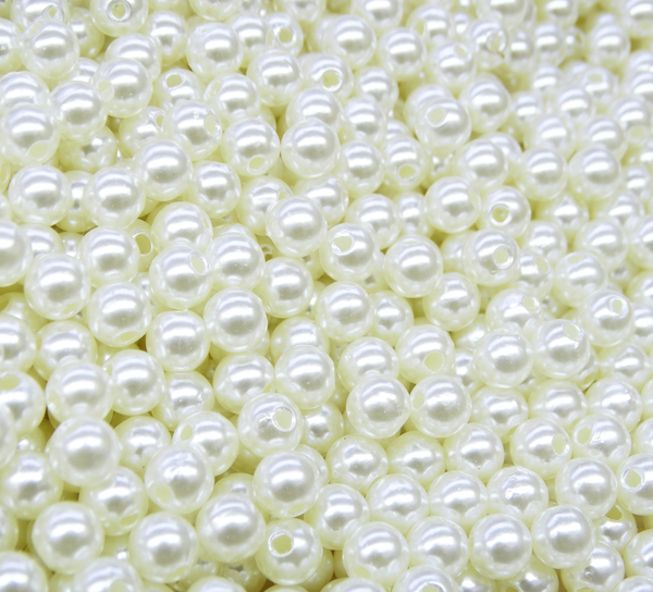 БА002НН6 Акриловые бусины круглые, цвет: слоновая кость, размер: 6 мм, 20 гр.