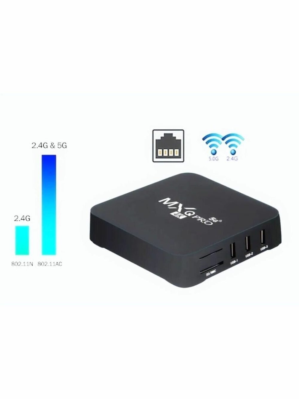 Смарт ТВ приставка и мультимедиа плеер на Android Smart TV Box MXQ PRO 4K (RAM1/ROM8Гб) 5G